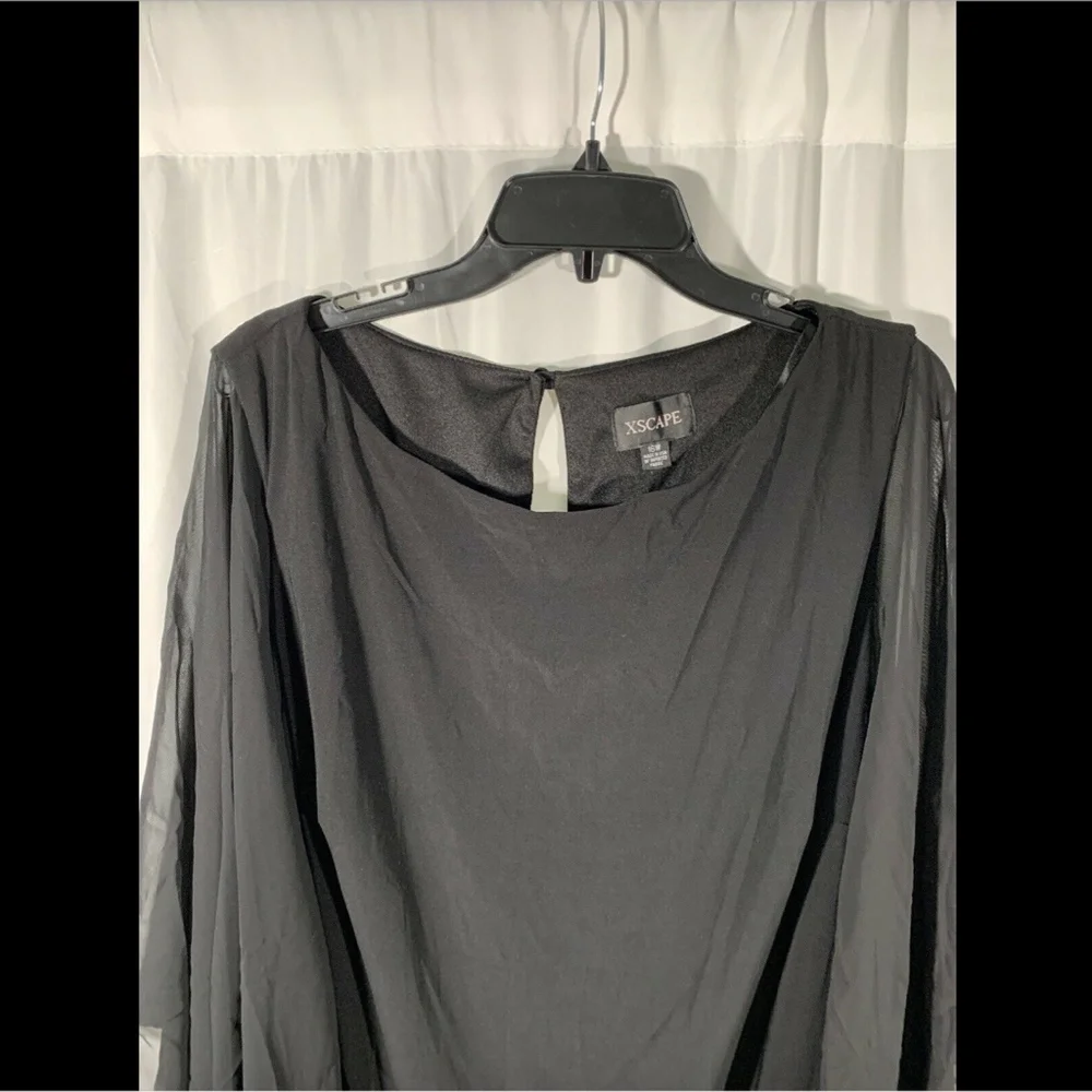 NWT $199 XSCAPE Beaded Hem Short Shift‎ Dress Black